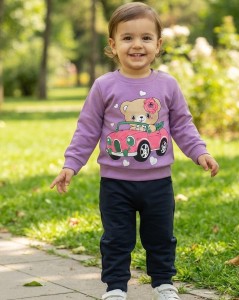 Костюм Nas Bebe «Мишка» сиреневый, девочка 6-9-12-18 месяцев
