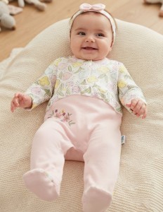 Человечек Pera Bebe «Цветочки» персиковый, девочка 3-6-9 месяцев