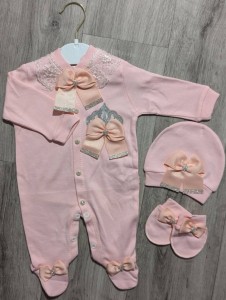 Чоловічок Amore Baby "Корона" персиковий, дівчинка 0-3-6 місяців