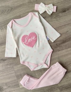 Комплект Poli Foni «Love» розовый, девочка 3-6 месяцев