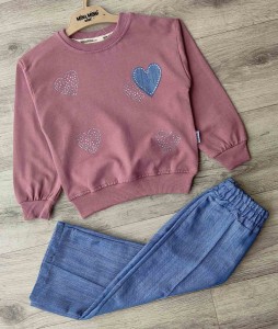 Костюм Mina Mino Baby «Сердца» малиновый(темный), девочка 2-3-4-5 лет