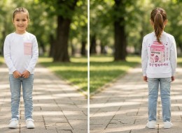 Реглан O.T.R «Be happy» белый, девочка 5-6-7-8 лет