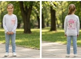 Реглан O.T.R «Be happy» серый, девочка 9-10-11-12 лет