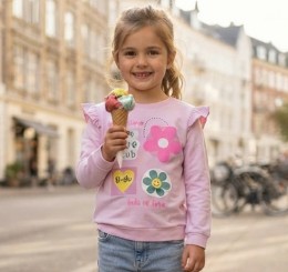 Реглан O.T.R «Цветочки» розовый, девочка 9-10-11-12 лет