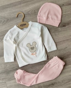 Комплект Uko Baby «Mouse» персиковый, девочка 3 месяцев