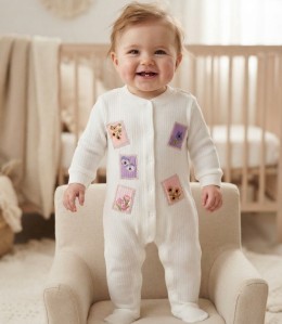 Чоловічок Kids Wear «Квіточки» молочний, дівчинка 0-3-6 місяців