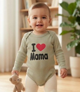 Боди Findik "I❤️mama" оливковый, унисекс 3-6-9-12-18 месяцев