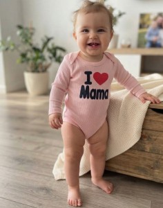 Боді Findik "I❤️mama" персиковий, дівчинка 3-6-9-12-18 місяців