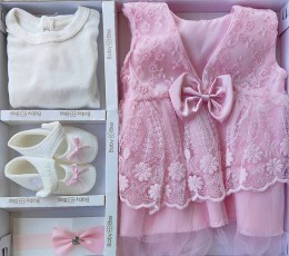 Комплект Baby Biss "Бант" розовый, девочка 3-6 месяцев