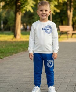 Костюм "Design" молочний з синім , хлопчик 9-10-11-12 років
