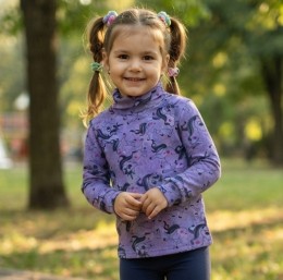 Водолазка "Пони" фиолетовая, девочка 1-2-3-4-5 лет