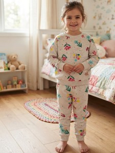 Пижама Moy Kids "Цветочки" бежевая, девочка 8-9-10-11-12 лет