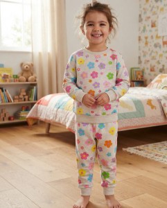 Пижама Moy Kids "Цветочки" серая, девочка 8-9-10-11-12 лет