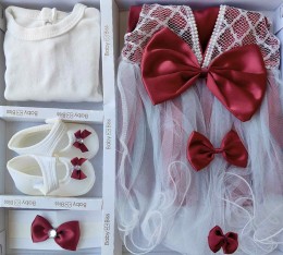 Комплект Baby Biss "Бантики" бордовий, дівчинка 3-6 місяців