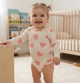 Боди Nayinom "❤️" розовый, девочка 0-3-6-9 месяцев