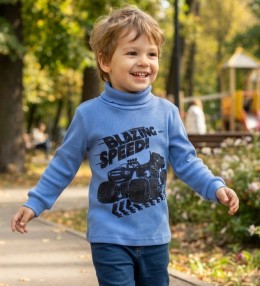 Водолазка "Blazing speed" голубая, мальчик 1-3-5-7-9 лет