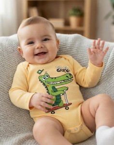Боди Findik "Go Go Gator" жёлтый, мальчик 3-6-9-12-18 месяцев