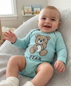 Боди Findik "Bear" зелёный, унисекс 3-6-9-12-18 месяцев