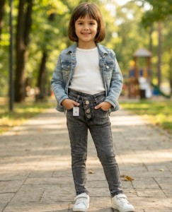 Джинси Kalp Kids "Гудзики" сірі, дівчинка 8-9-10-11-12 років