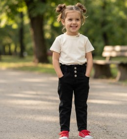 Джинсы Kalp Kids "Пуговички" черные, девочка 3-4-5-6-7 лет