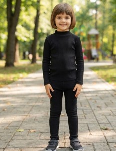 Костюм Melegim "Рубчик" черный,  девочка 3-4-5-6-7 лет