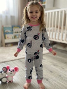 Пижама "Bunny " серая, девочка 7-8-9 лет