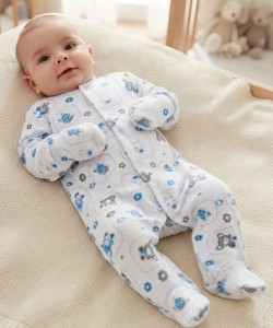 Человечек "Зверюшки" голубой, мальчик 0-3-6 месяцев
