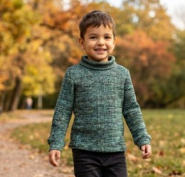 Водолазка "Рябая" зелёная, унисекс 1-2-3-4-5 лет