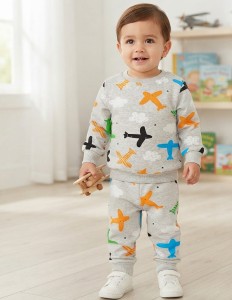 Пижама  MDY "Самолётики" бежева, хлопчик 8-9-10-11-12 років