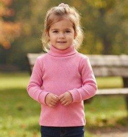 Водолазка «Рубчик» розовая, девочка 1-3-5-7-9 лет