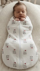 Кокон «I❤️Dad Mom» молочний, унісекс 0-3 місяців