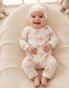 Чоловічок Mini love«Кірпічний медведик» білий, унісекс 3-6-9-12 місяців