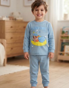 Пижама "Пес на луне" мятный, мальчик 1-2-3-4-5 лет