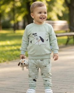Костюм Boncur “Собачка” салатовый, мальчик 9-12-18-24 месяцев