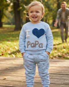 Костюм «I❤️Papa» голубой, унисекс 6-9-12 месяцев