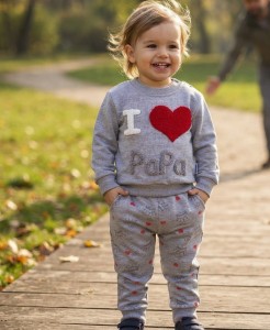 Костюм «I❤️Papa» темно серый, унисекс 6-9-12 месяцев