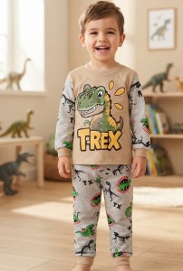 Пижама "T-Rex" серая, мальчик 2-3-4-5-6 лет