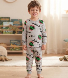 Пижама «T-REX» серый, мальчик 2-3-4-5-6 лет
