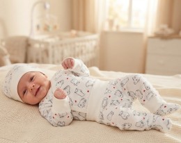 Комплект «Мишка+сердце» белый, девочка 0-3 месяцев