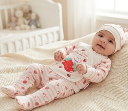 Комплект «Lovery stawberry» червоний, дівчинка 0-3 місяців