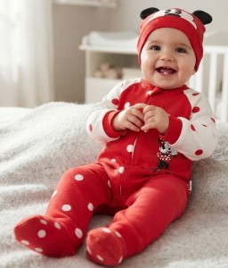 Человечек «Minnie Mouse» красный, девочка 0-3-6-9 месяцев