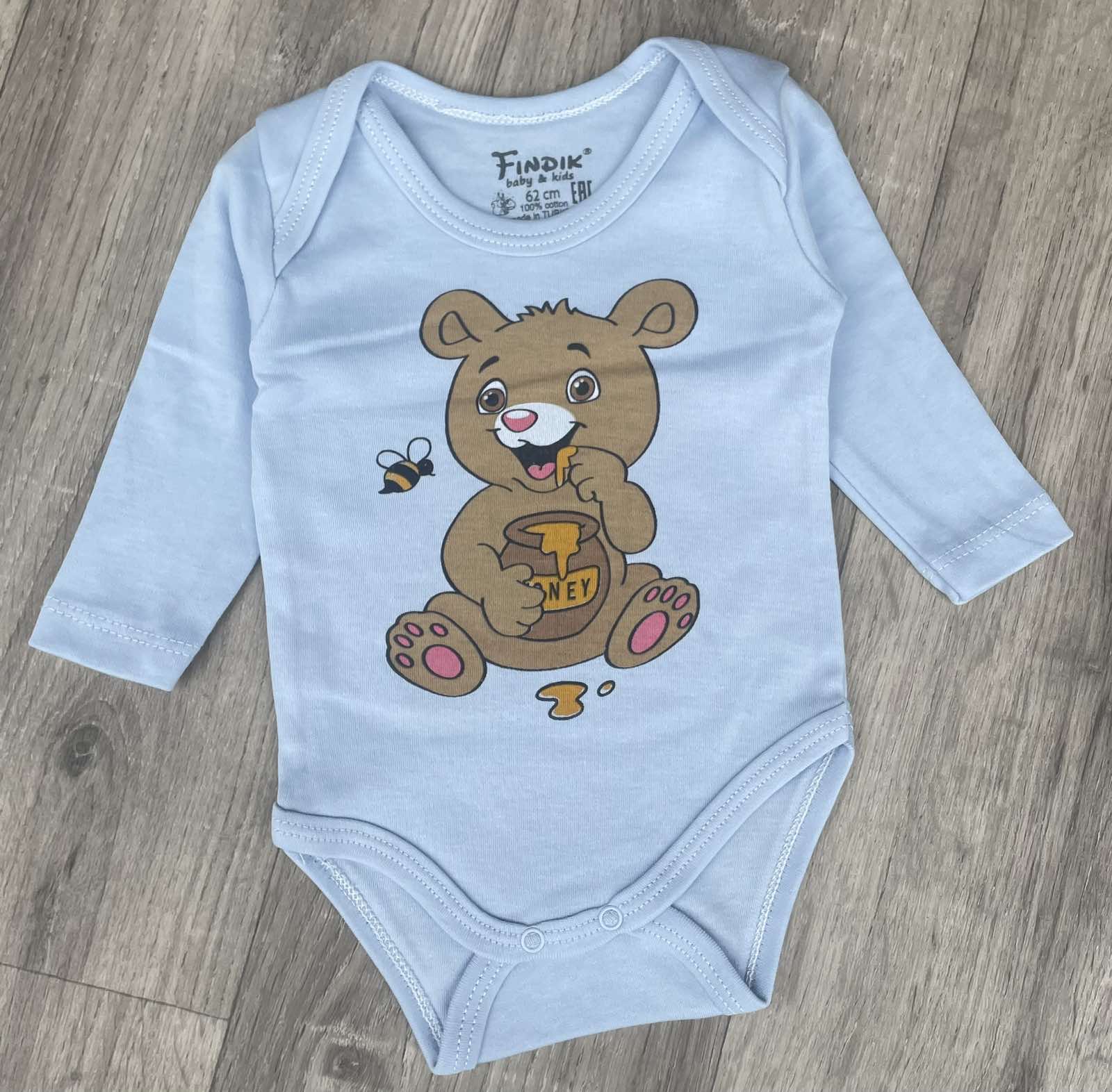 Боди Findik «Медвежонок» голубой, мальчик 3-6-9-12 месяцев |  интернет-магазин KidOpt